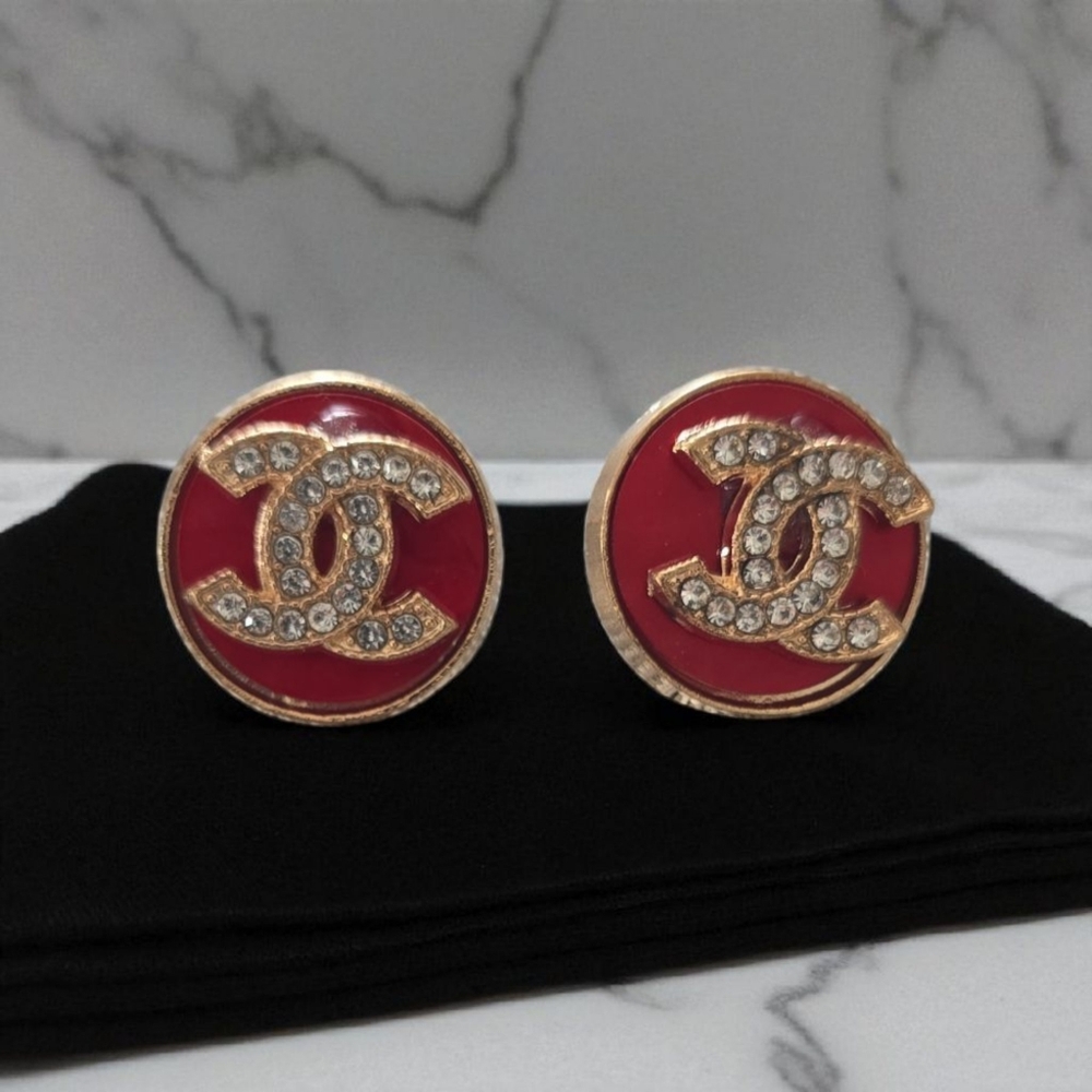 Red and Gold Crystal Stud Earrings‎ | Sparkly Statement Jewelry Gift for Her